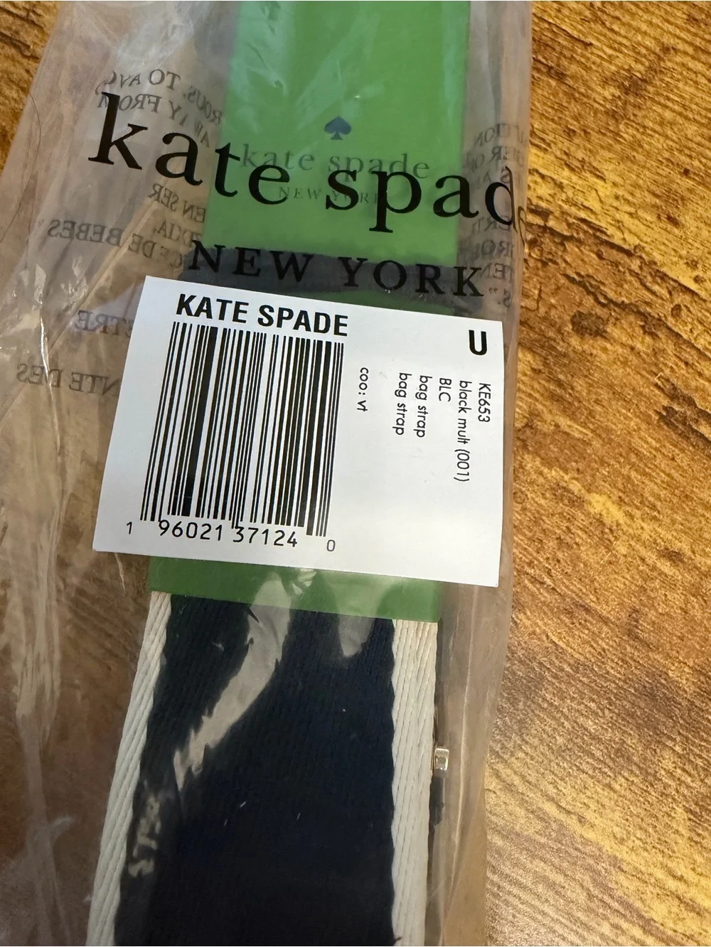 kate spade Black and Cream Webbing Laptop Bag Strap - Picture 7 of 7
